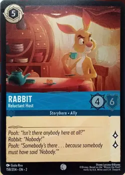 158/204 RABBIT RELUCTANT HOST RISE OF FLOODBORN FOIL COMMON DISNEY LORCANA CARD - Image 1
