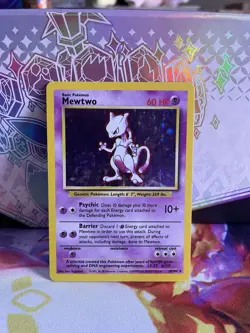Mewtwo 10/102 Base Set Holo Rare Unlimited LP WOTC Vintage Pokemon Card - Image 2