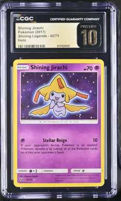 CGC PRISTINE 10 2017 Pokemon Sun & Moon Shining Legends Shining Jirachi-Holo #42 - Image 1