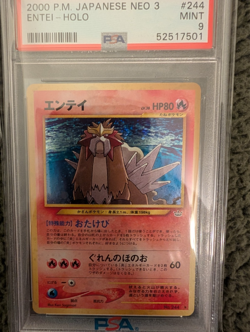 Pokemon PSA 9 MINT 2000 Entei Japanese Neo Revelation Holo Card - Image 1