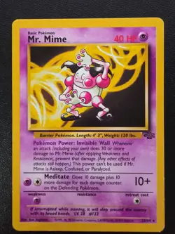 Pokemon TCG Jungle Mr. Mime Card 22/64 Regular Unlimited Edition WOTC LP - Image 1