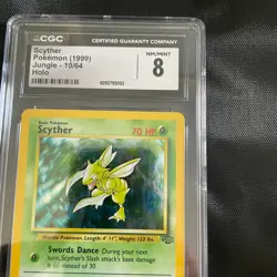 1999 Vintage Scyther #10 Holo Rare Jungle CGC 8 NM/MINT Graded Pokemon Card Slab - Image 3