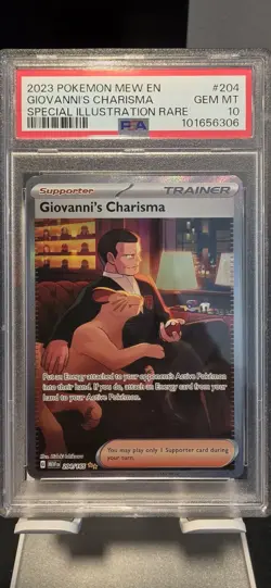 Pokemon Giovanni's Charisma 151 MEW EN Special Illustration Rare #204 PSA 10 - Image 1