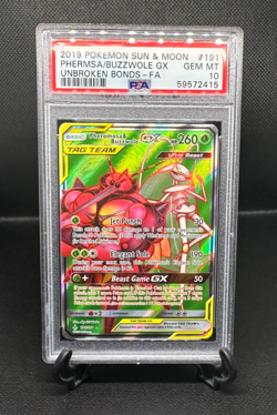 PHERMOSA BUZZWOLE GX 2019 Pokemon Sun & Moon Unbroken Bonds FA - PSA 10 - #191 - Image 1