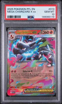 2025 POKEMON PFL EN-PHANTASMAL FLAMES #013 MEGA CHARIZARD X EX PSA 10 - Image 1