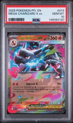 2025 POKEMON PFL EN-PHANTASMAL FLAMES #013 MEGA CHARIZARD X EX PSA 10 - Image 3