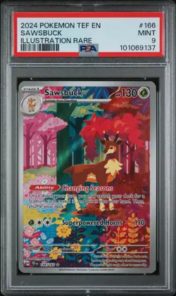 Tcg 2024 Pokemon Tef En-Temporal Forces Sawsbuck #166 PSA 9 - Image 1