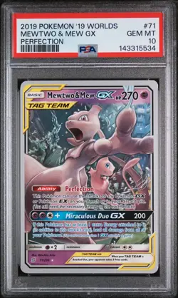 2019 POKEMON 2019 WORLD CHAMPIONSHIPS DECK: PERFECTION MEWTWO & MEW GX PSA 10 - Image 1