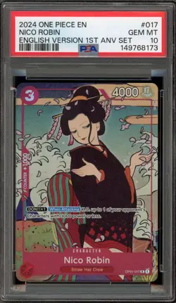 One Piece CCG Nico Robin 1st Anniversary English OP01-017 PSA 10 Gem Mint - Image 1