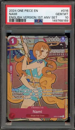 One Piece CCG Nami 1st Anniversary Set English OP01-016 PSA 10 Gem Mint - Image 1