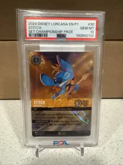 2024 Disney Lorcana En P1 Set Championship Prize #30 Stitch PSA 10 GEM MINT - Image 1