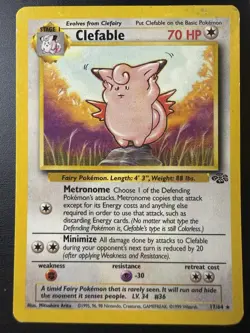 Pokemon Clefable Jungle Rare 17/64 1999 Wizards of the Coast Regular 70 HP Card - Image 1