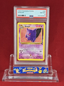 1999 Pokemon Fossil GENGAR #20 Card Freshly Graded PSA 8 - Image 1