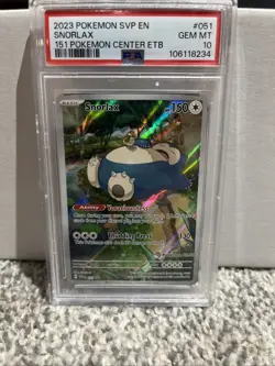 PSA 10 Snorlax 151 Pokemon Center 051 Promo Stamped Pokemon Card - Image 1