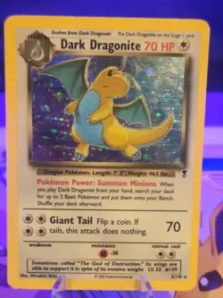 Damaged Pokemon Dark Dragonite Holo TCG Card 5/110 Legendary Collection - Image 1