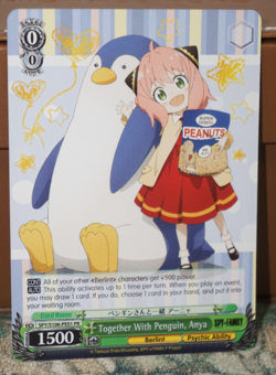 Spy x Family Together With Penguin Anya Forger Weiss Schwarz English Promo Card - Image 1