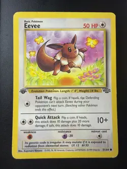 Pokemon Eevee Jungle 1st Edition 51/64 1999 50 HP Regular Common Card - Image 1