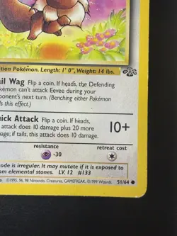 Pokemon Eevee Jungle 1st Edition 51/64 1999 50 HP Regular Common Card - Image 2