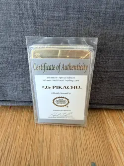 Pokemon 23K Gold Plated Pikachu Card 1999 Burger King Promo w/ COA Vintage - Image 3