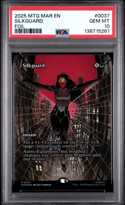 2025 MTG MARVEL'S SPIDER-MAN: SOURCE MAT FOIL #0037 SILKGUARD PSA 10 - Image 1