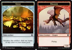 Moderate Play, English MTG Regular Gold Token // Dragon (6/6) Token Commander 20 - Image 1