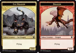 Moderate Play, English MTG Regular Cat Dragon Token // Dragon (6/6) Token Comman - Image 1