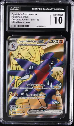 2025 POKEMON DESTINED RIVALS #215/182 CYNTHIA'S GARCHOMP EX CGC 10 GEM MINT - Image 1