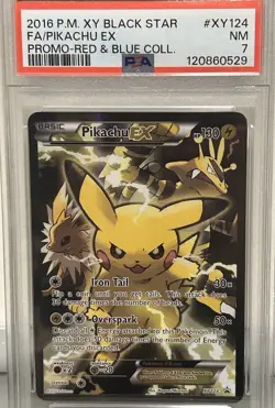 Pikachu EX Holo PSA 7 XY124 XY Black Star Promo Card Red & Blue - Image 2