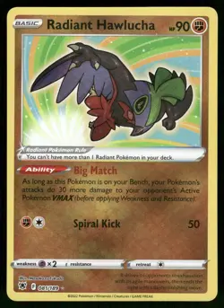 Radiant Hawlucha 081/189 Radiant Rare Astral Radiance Pokemon Holo Near Mint - Image 1