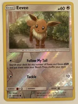 Eevee 167/236 Pokemon TCG SM Cosmic Eclipse Reverse Holo NM - Image 1