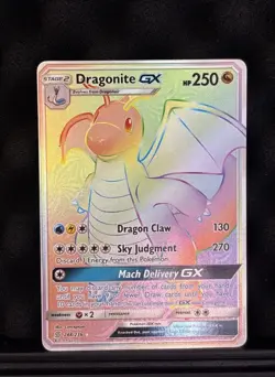 2019 POKEMON Dragonite GX 248/236 Rainbow Full Art Holo Unified Minds - Image 1