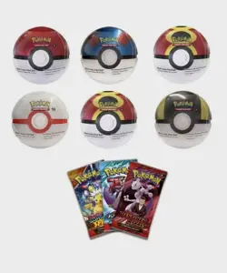 6 x Pokemon TCG Pokeball Tins - 18 Booster Packs Factory Sealed Costco - Image 1