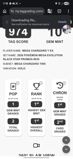 #1 Highest Ranked Gem mint Tag 10 Mega Charizard Y Ex #30 Pokemon Promo - Image 2