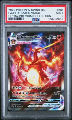 2022 POKEMON SWSH BLACK STAR PROMO #261 FULL ART/CHARIZARD VMAX PSA 9 - Image 1