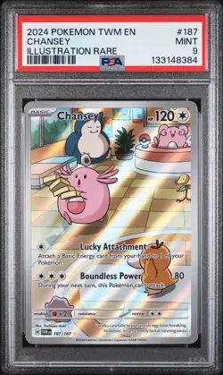 Chansey Twilight Masquerade #187/167 Illustration Rare Pokemon PSA 9 MINT 2024 - Image 1