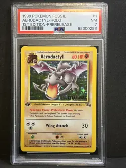 Aerodactyl Holo 1st Edition Prerelease 1999 Fossil Rare Promo #1 PSA 7 Pokemon - Image 2