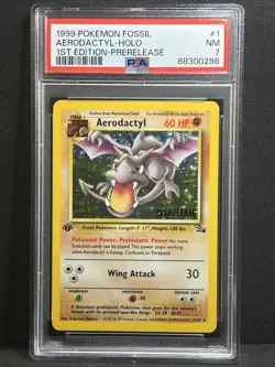 Aerodactyl Holo 1st Edition Prerelease 1999 Fossil Rare Promo #1 PSA 7 Pokemon - Image 3