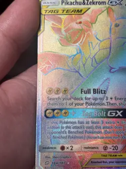 Pokemon Pikachu & Zekrom GX Team Up Card 184/181 Secret Rare SM Rainbow Holo - Image 5