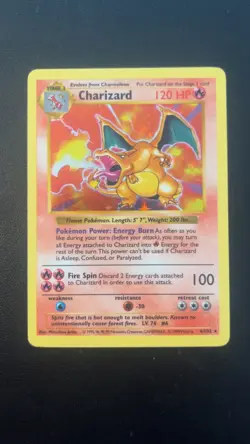 Charizard 4/102 Holo Rare SHADOWLESS Unlimited Card WOTC Pokemon Base Set - LP - Image 1