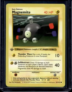 Pokemon Card Magnemite Shadowless Base Set 1st Edition Common 53/102 - Image 1