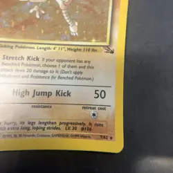 Hitmonlee 7/62 Holo Rare Fossil Set Vintage Pokemon Card WOTC - Image 5