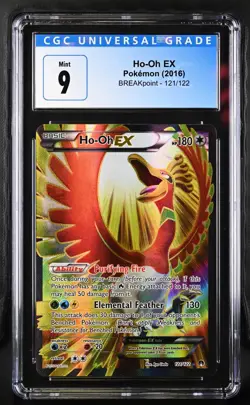 CGC 9 MINT Ho-Oh EX 2016 BREAKpoint 121/122 Ultra Rare Holo Pokemon Card - Image 1