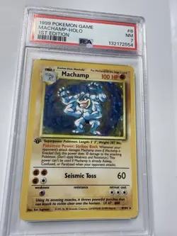 1999 first edition Pokemon card machamp holographic nm 7 27/ 30 anniversary - Image 1