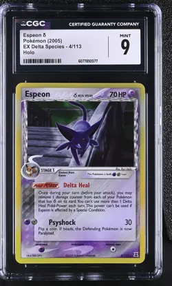 CGC 9 MINT Espeon δ 2005 EX Delta Species 4/113 Holo Pokemon Card - Image 1