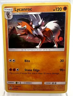 Lycanroc SM105 Cosmos Holo Pokemon Card Black Star Promo 2018 LP - Image 1