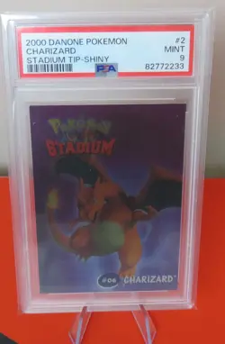 POKEMON CHARIZARD 2000 DANONE STADIUM TIP SILVER PSA 9 LOW POP CLASSIC CARD - Image 1