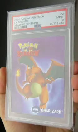 POKEMON CHARIZARD 2000 DANONE STADIUM TIP SILVER PSA 9 LOW POP CLASSIC CARD - Image 2
