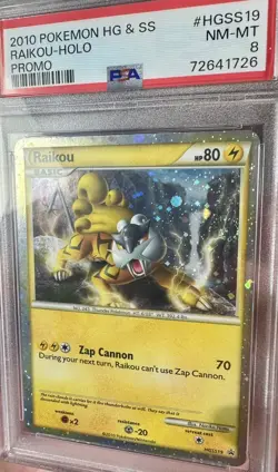 Double Swirls! Raikou #HGSS19 PSA 8 Heart Gold Soul Silver Pokemon Card Promo - Image 1