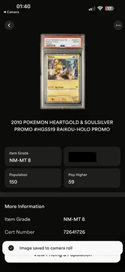 Double Swirls! Raikou #HGSS19 PSA 8 Heart Gold Soul Silver Pokemon Card Promo - Image 3