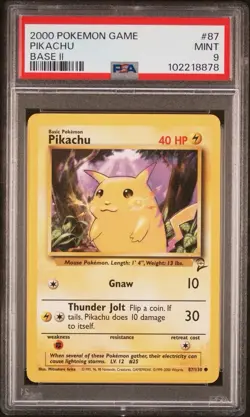 2000 Pokemon Base 2 # 87 Pikachu PSA 9 Card MINT! Trusted Seller! Free Shipping! - Image 1